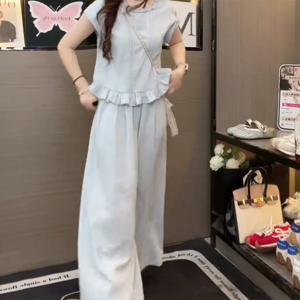 B【夏夜白茶】夏季新款洋气百搭宽松休闲显瘦套装C5243