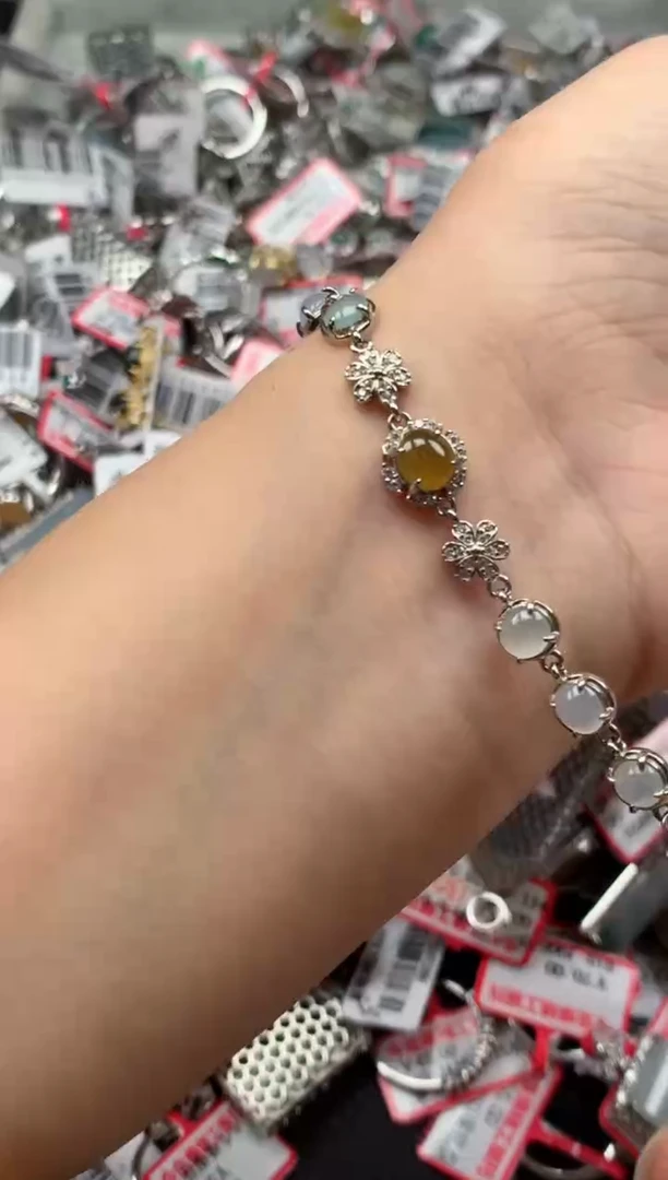 银S925镶嵌戒指翡翠天然A货缅甸翡翠