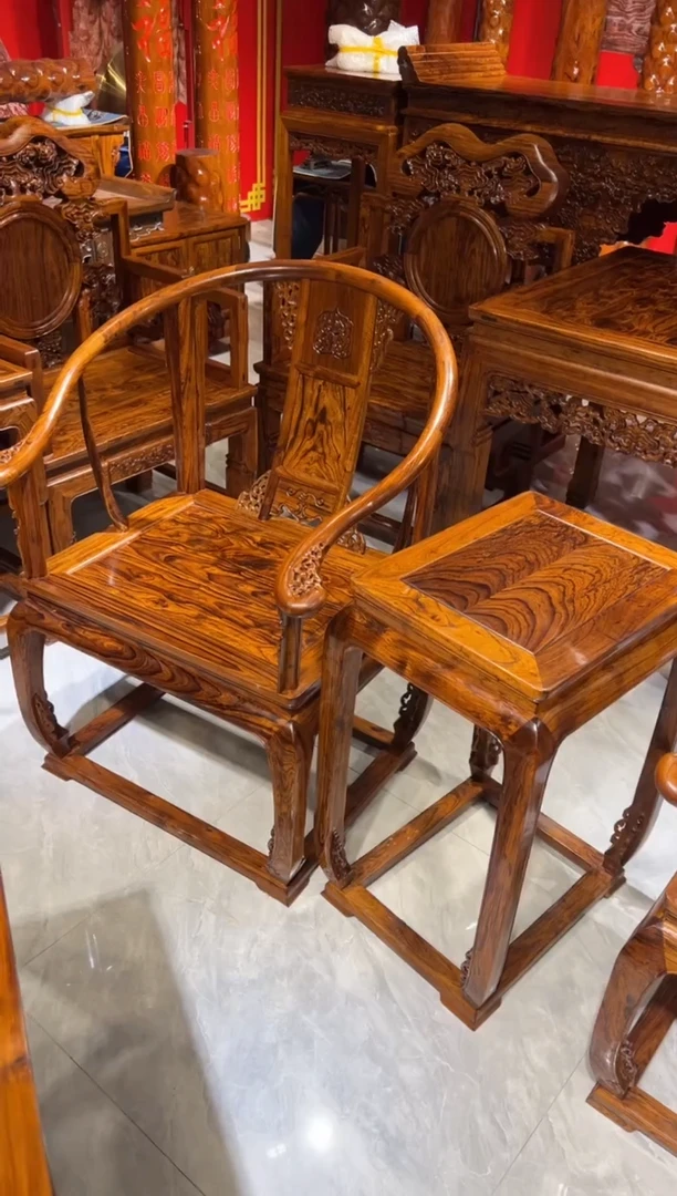 木皇宫椅三件套家具
