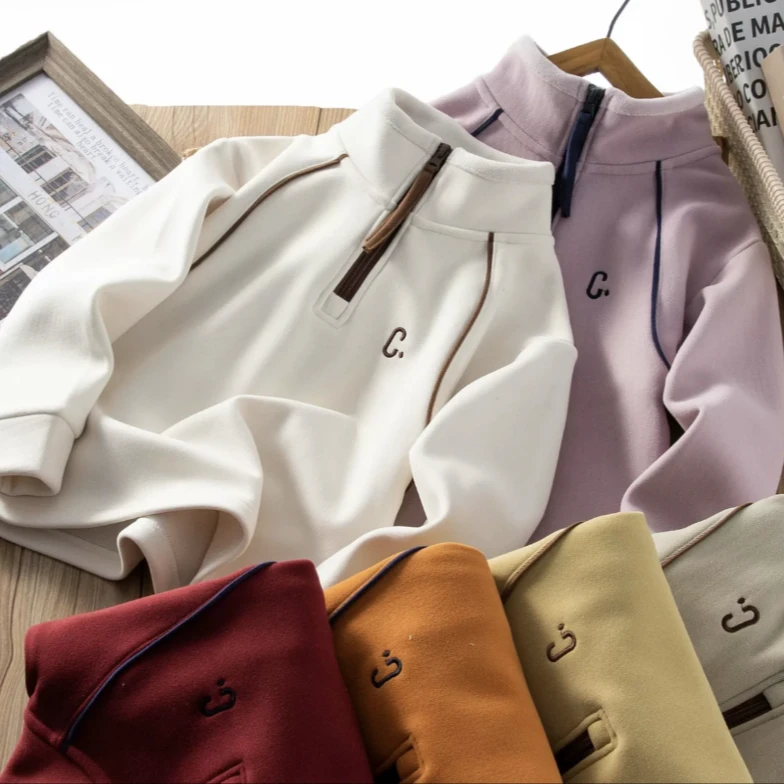 【呈呈外贸】加绒儿童卫衣男童加厚运动上衣女童宝宝秋冬衣服24d49