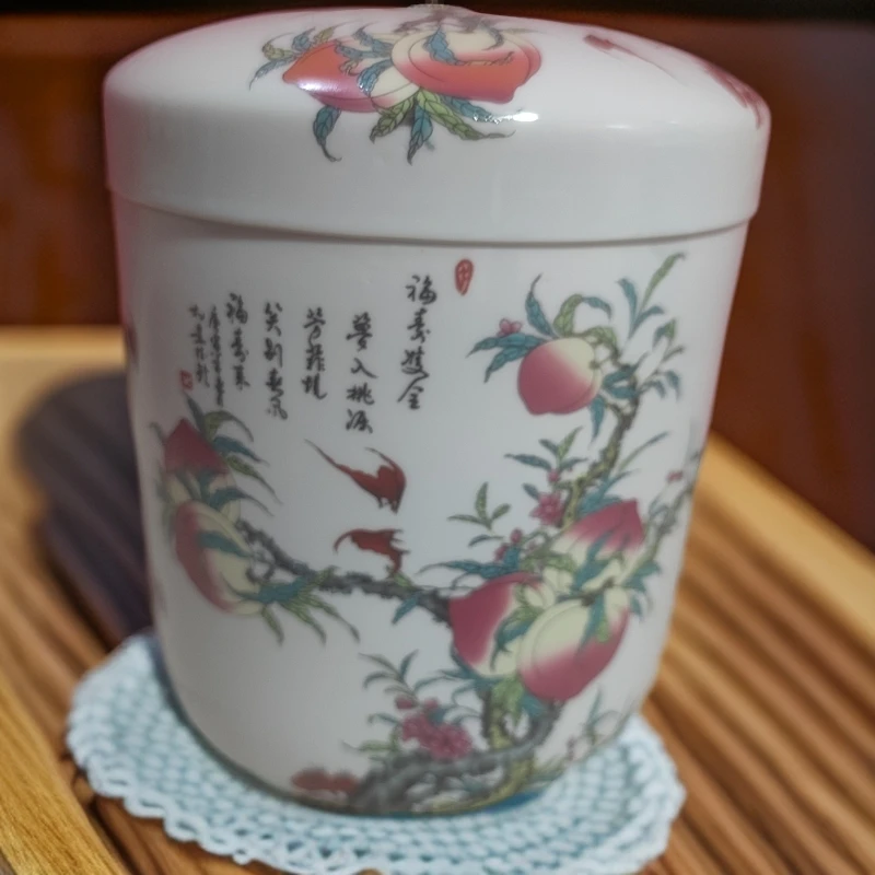 高度23景德镇陶瓷九子攀桃10斤米缸201