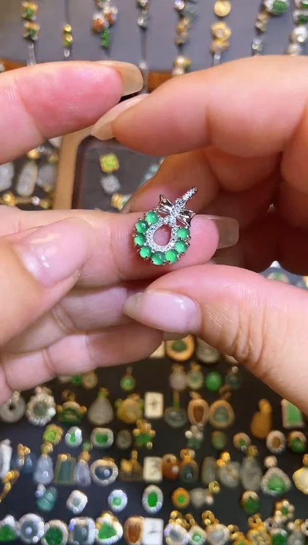 翡翠银S925镶嵌吊坠(不含链)1