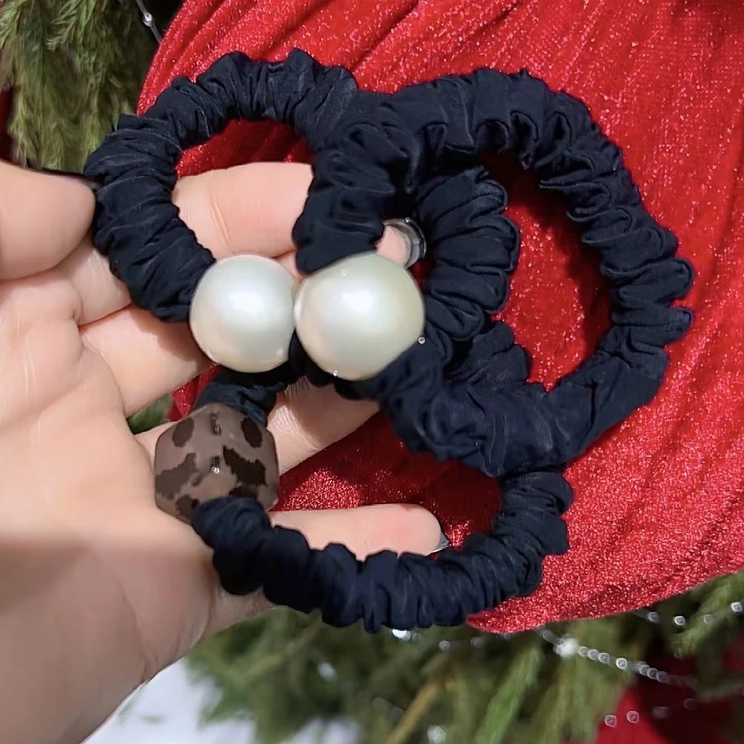 KEMI-2025简约纯色珍珠发圈百搭缎面大肠耐用头绳皮筋888