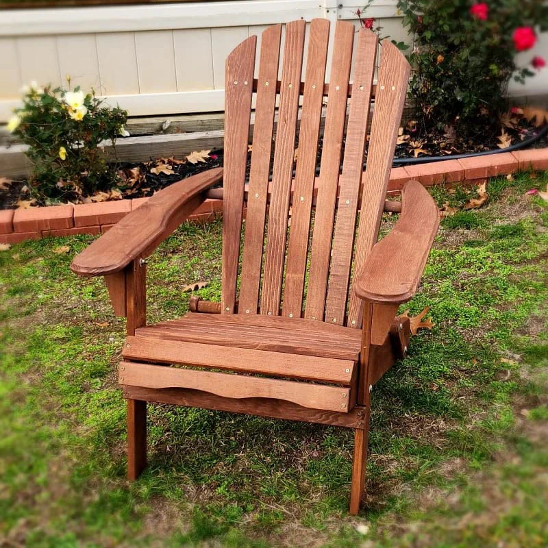 户外实木靠背椅人体工学设计舒适久坐不累庭院休闲野餐露营好选择