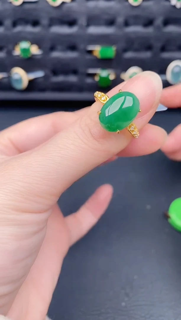 银S925镶嵌戒指翡翠天然a货翡翠232