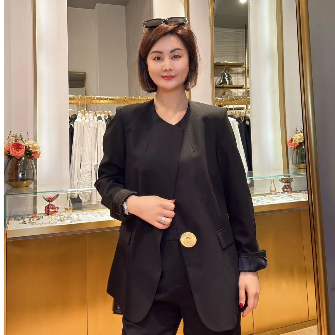 NIKOAGE 高端轻奢复古金属异形扣时髦高级感通勤西装外套5022212