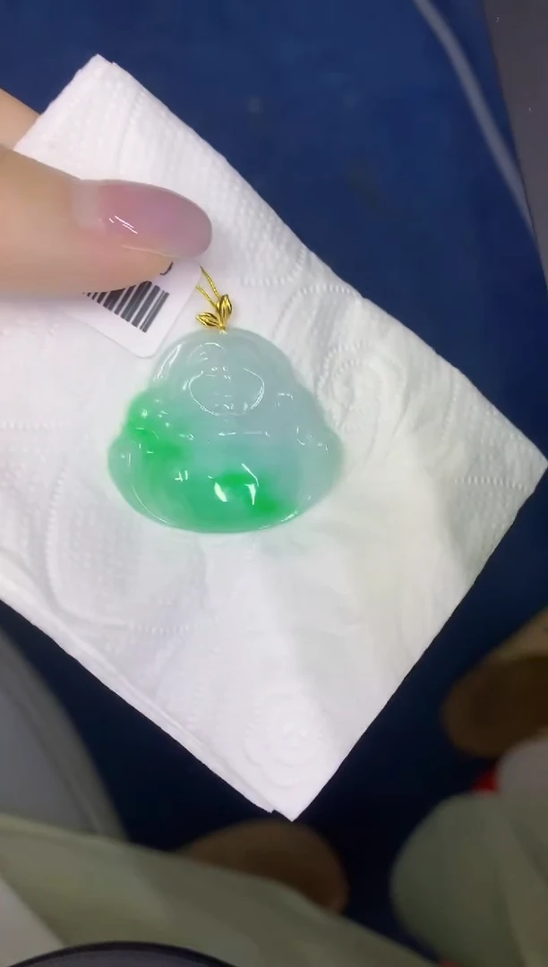 颈饰18K金镶嵌翡翠缅甸天然翡翠A货