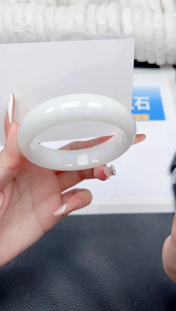 和田玉手镯未镶嵌251-宽胎白玉58.9