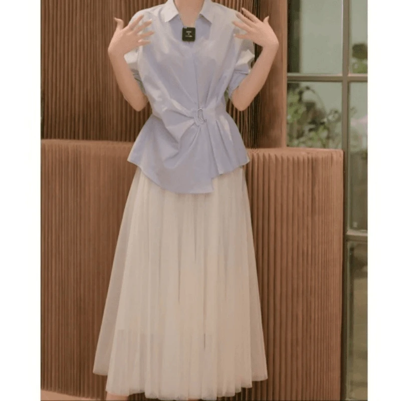 【琳达专属】轻职风不规则时尚通勤显瘦衬衫女2025夏季上衣14367