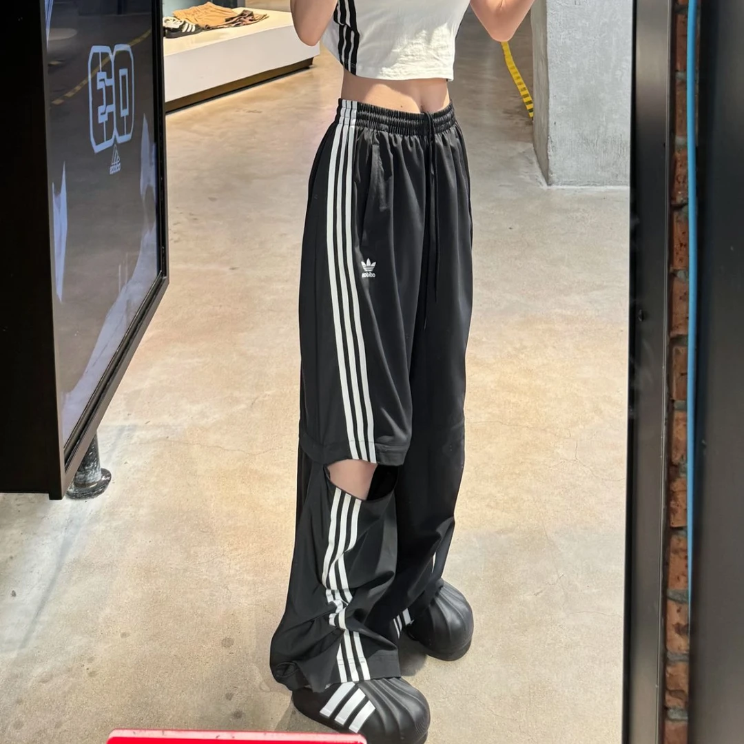 adidas三叶草经典可拆卸两穿速干直筒宽松阔腿KD8211