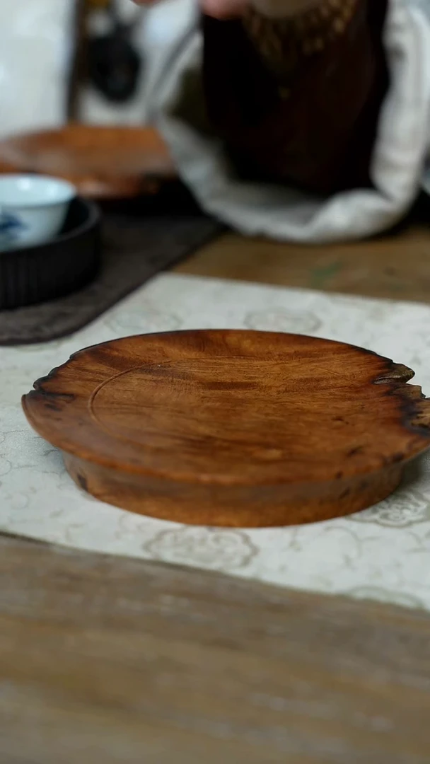 【闪购商品】/C87缅甸花梨结疤料壶承-小号