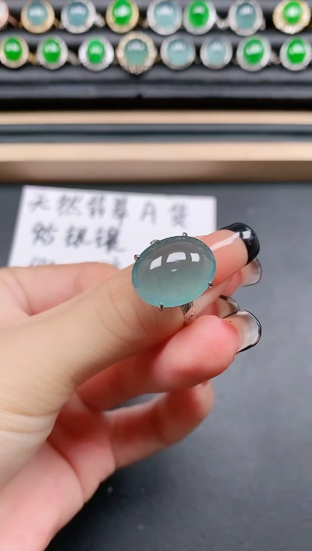 翡翠戒指银S925镶嵌111111