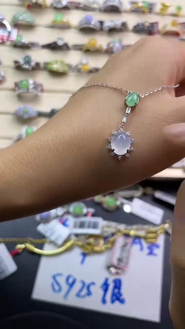 银S925镶嵌戒指翡翠翡翠 蛋面 银S925镶嵌