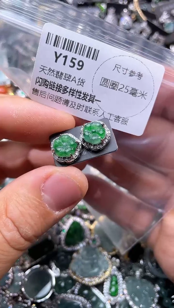 【闪购商品】翡翠颈饰未镶嵌Y159耳钉