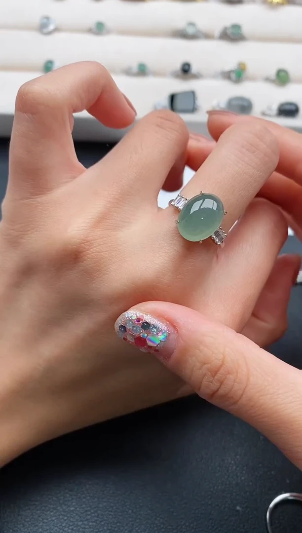 银S925镶嵌戒指翡翠7777777+1