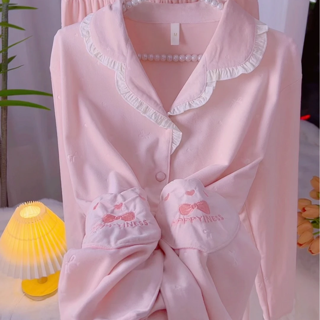 秋冬女海岛绒薄绒甜美保暖居家服睡衣套