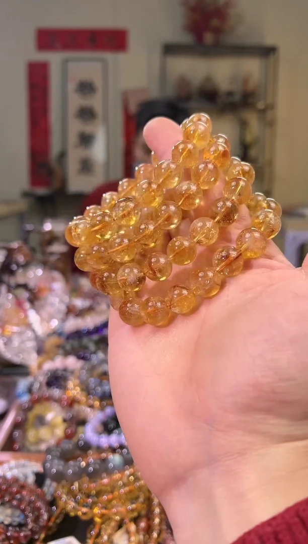 【闪购商品】黄晶手链未镶嵌暴力黄手串12.5mm＋（多样性发其一）