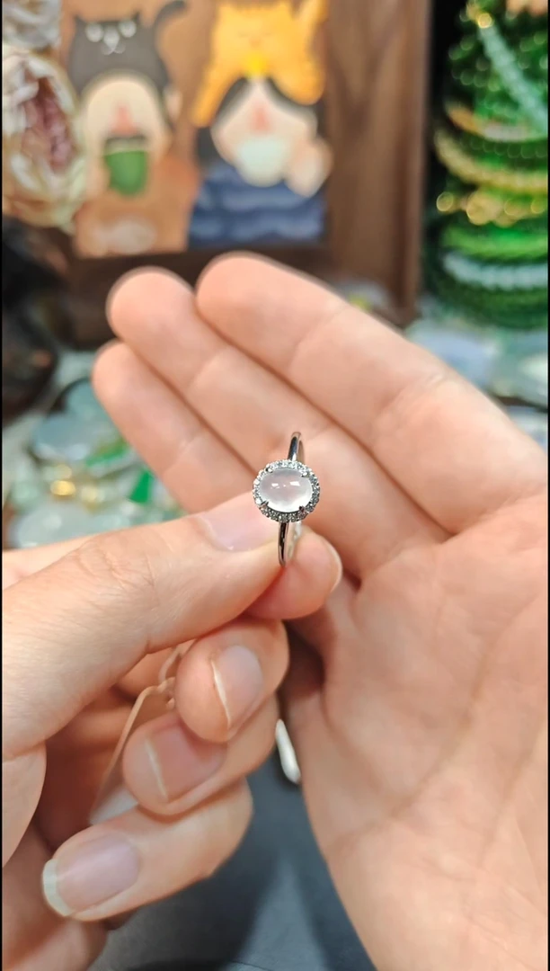 银S925镶嵌戒指翡翠翡翠戒指S925银镶嵌