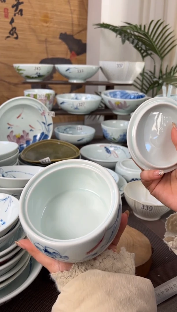 明舟微瑕手绘5寸带盖炖盅（单只装随机图案）