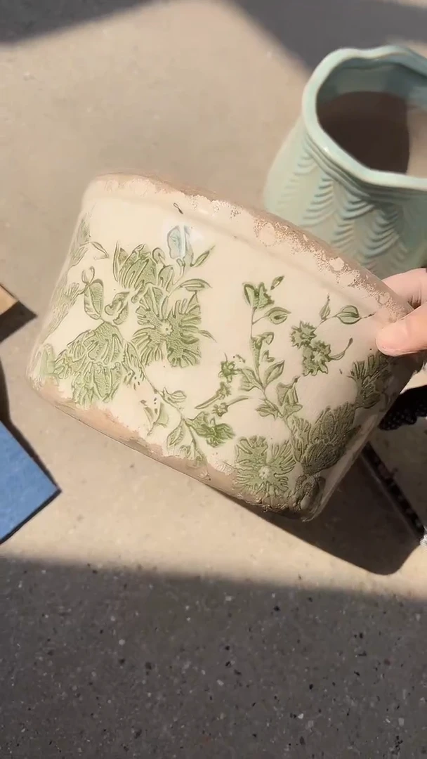 【闪购商品】陶瓷花盆高11cm内口17.5cm