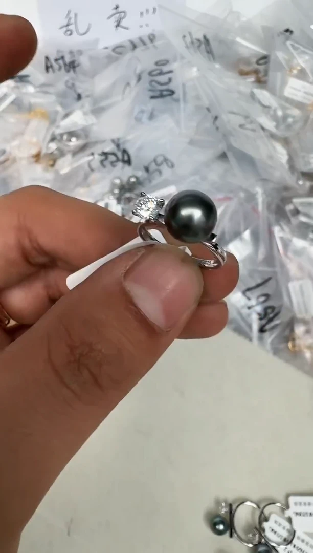 银S925镶嵌戒指海水珍珠戒指