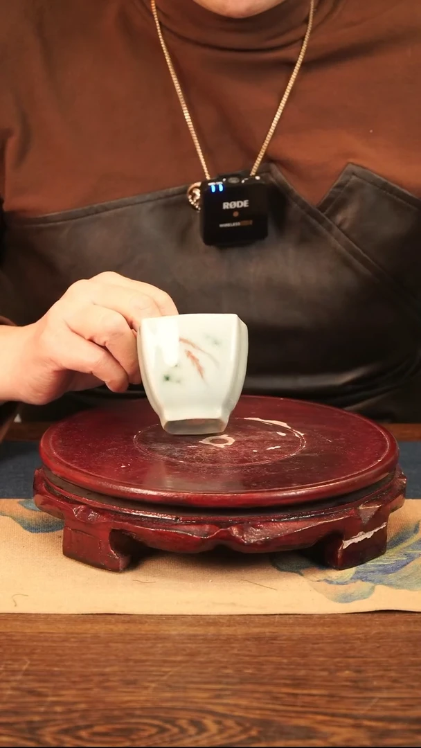 釉中彩 鱼画 四方杯