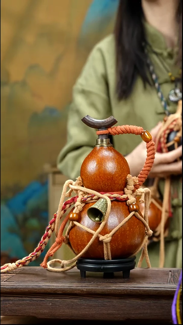 Yl022复古网兜款天然酒葫芦（一物一拍）