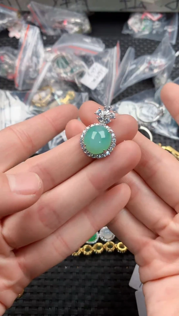 银S925镶嵌戒指翡翠222   9