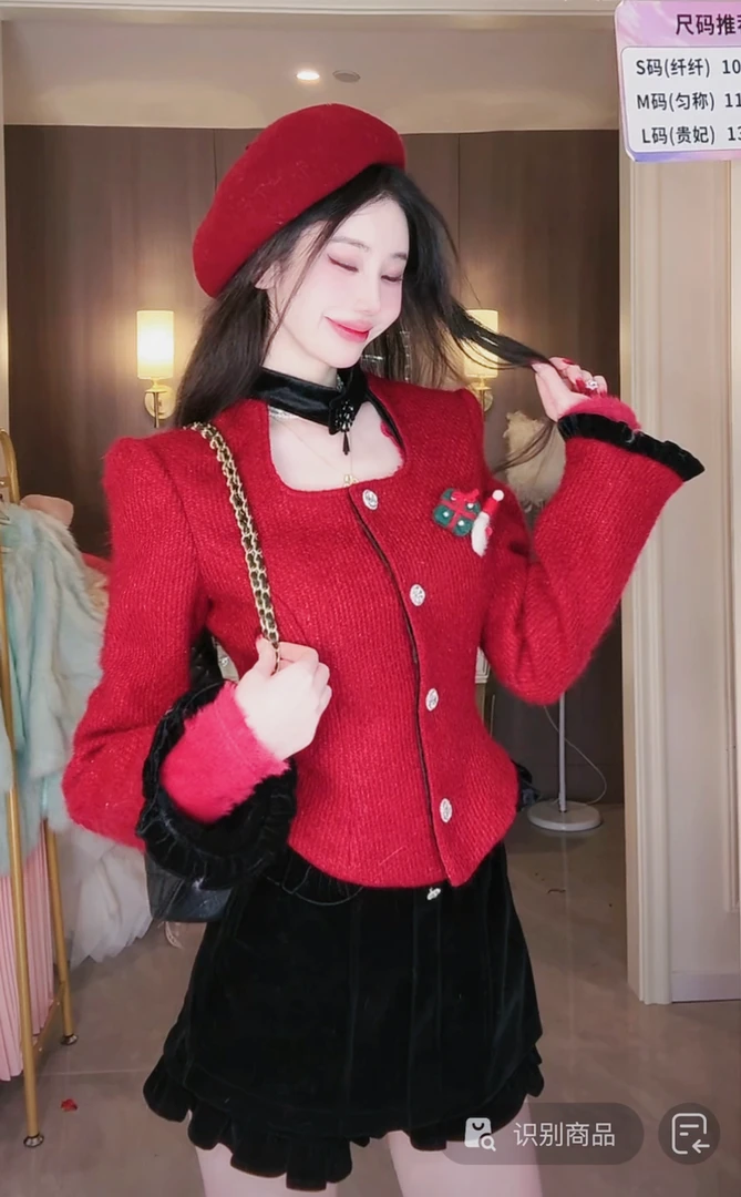 【雅乔定制】百搭高腰木耳边丝绒黑色短裤DYYY-24095552