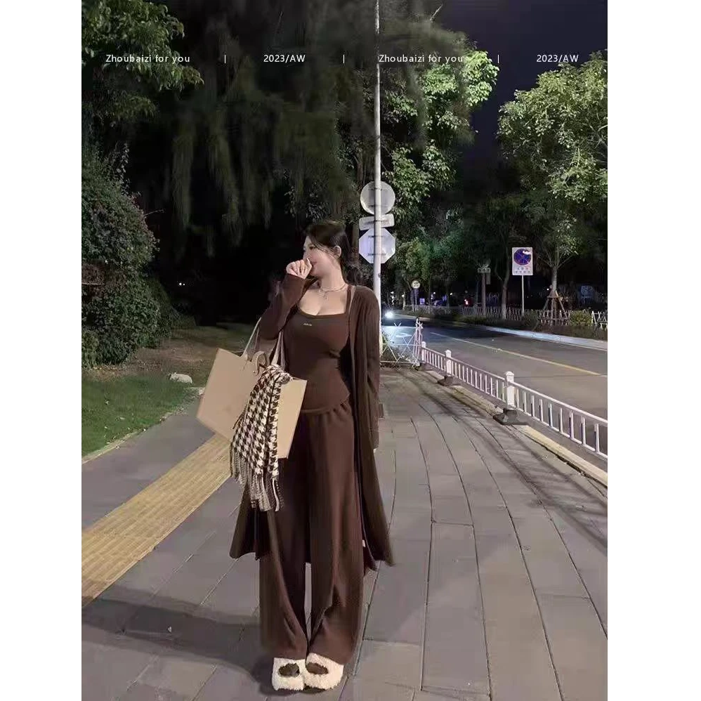 【胖丫家】大码纯欲春季新款显瘦三件套