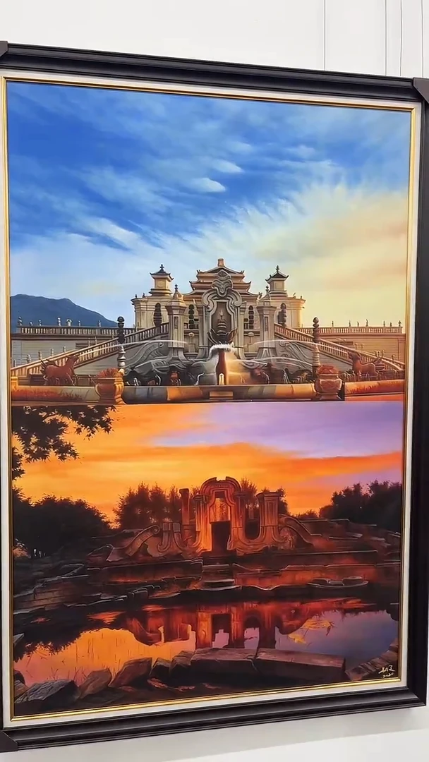 国画吴子逸-100x150-圆明园-带框-补书