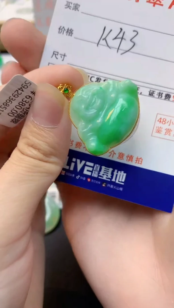 颈饰18K金镶嵌翡翠天然缅甸A货翡翠百元以上9元证书费自理