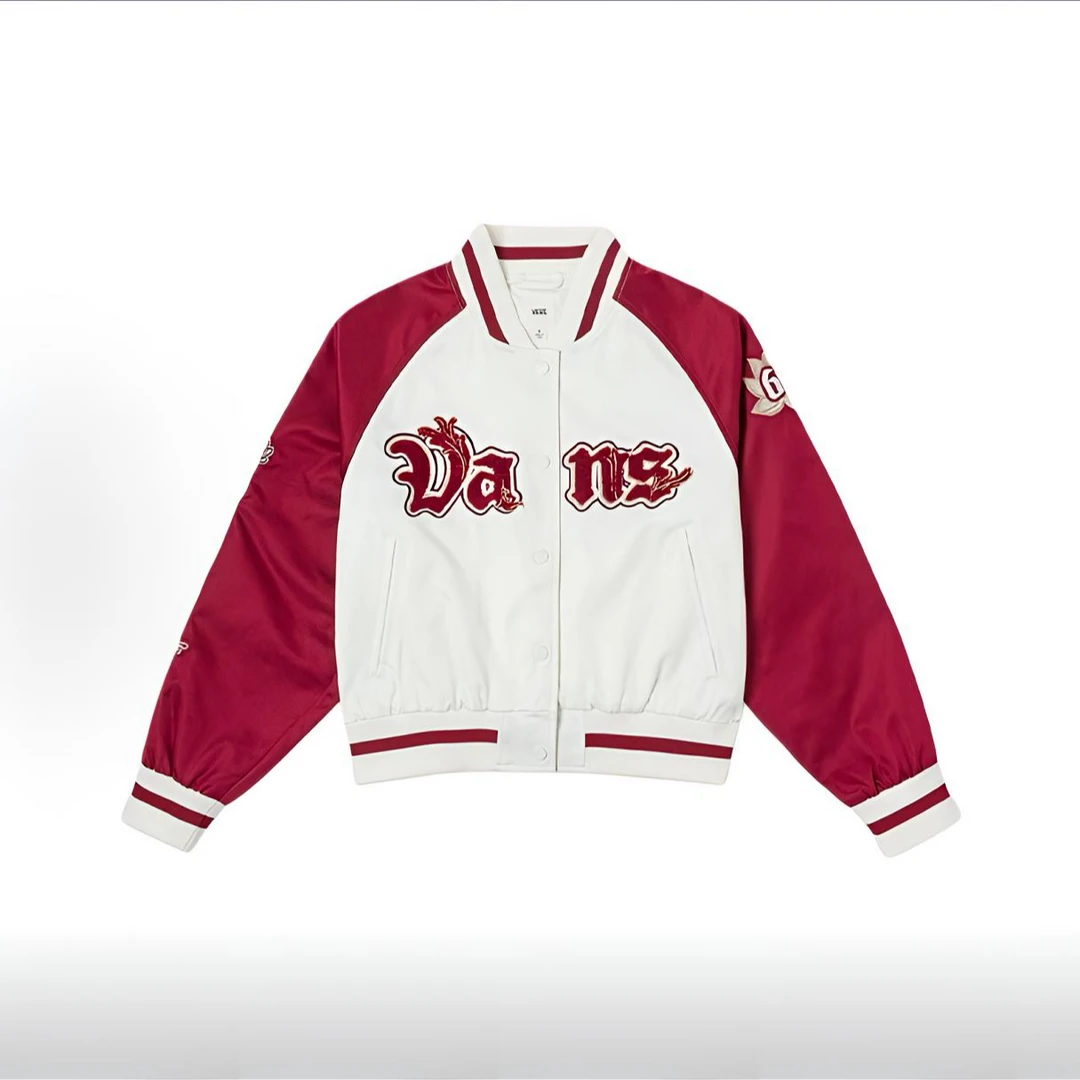 Vans 蛇年生肖款学院风单排扣长袖棒球服 女款 米白色VN000P3JFS8