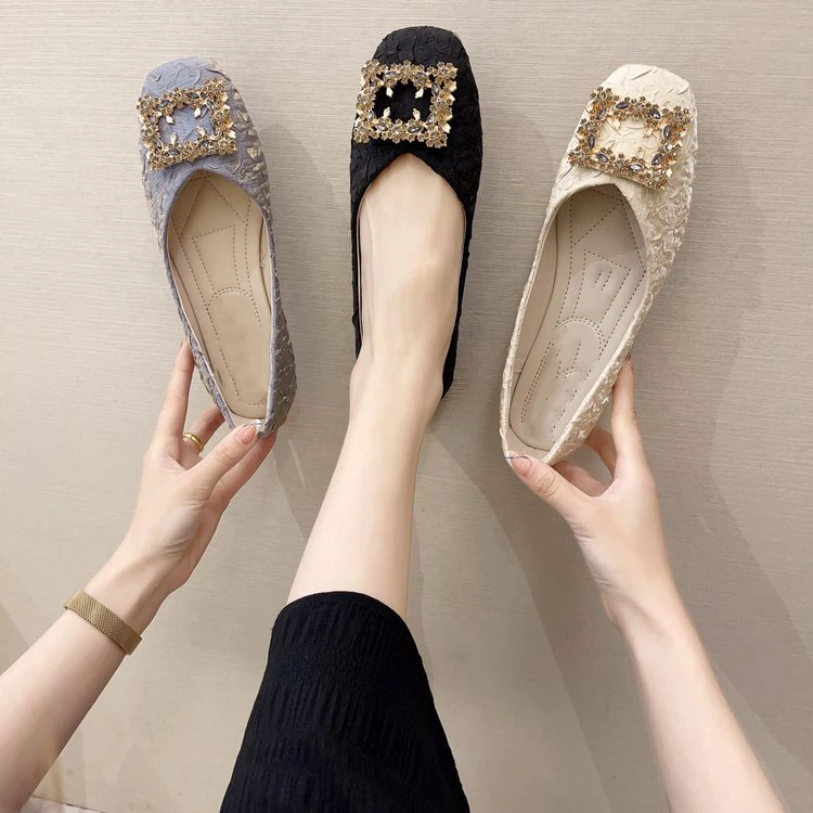 欧若风新款平底瓢鞋小香风软底单鞋小皮鞋女网红百搭