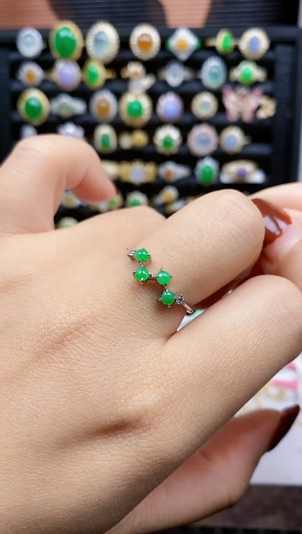 银S925镶嵌戒指翡翠368