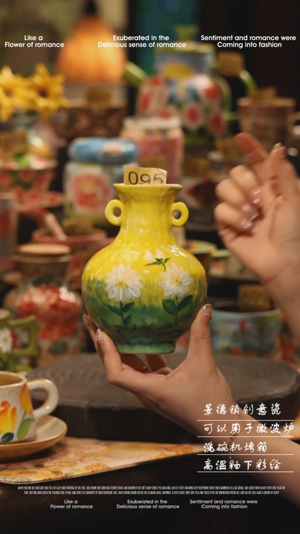 陶瓷095景德镇高温釉下彩绘设计师款式