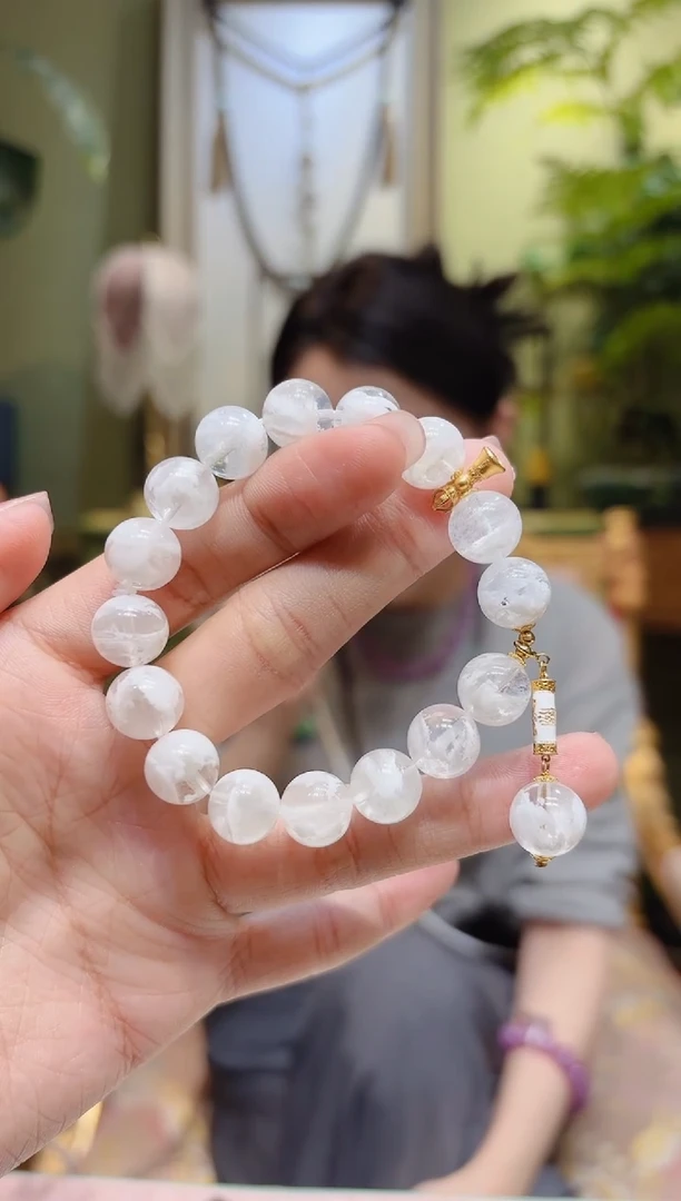 【闪购商品】水晶手串18K金镶嵌单珠提溜雪花幽灵手串