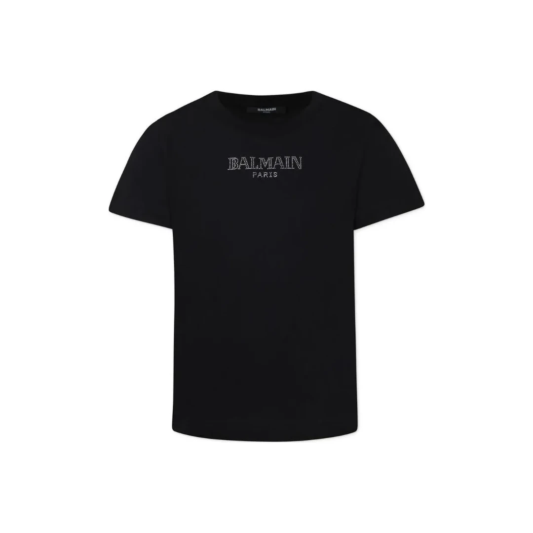 未使用 BALMAIN/巴尔曼 童装 水钻徽标圆领短袖 儿童款