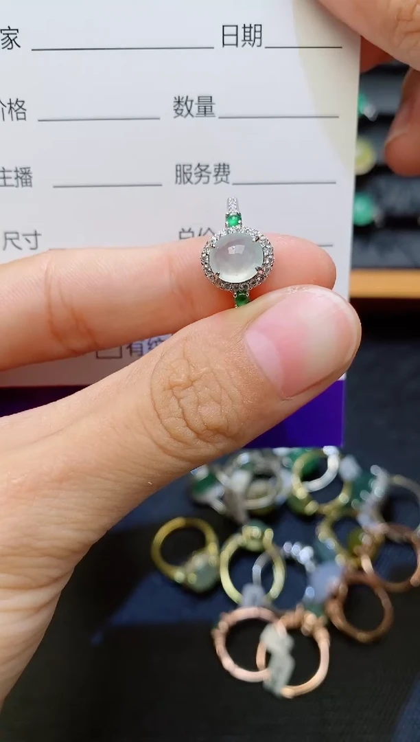 银S925镶嵌戒指翡翠1