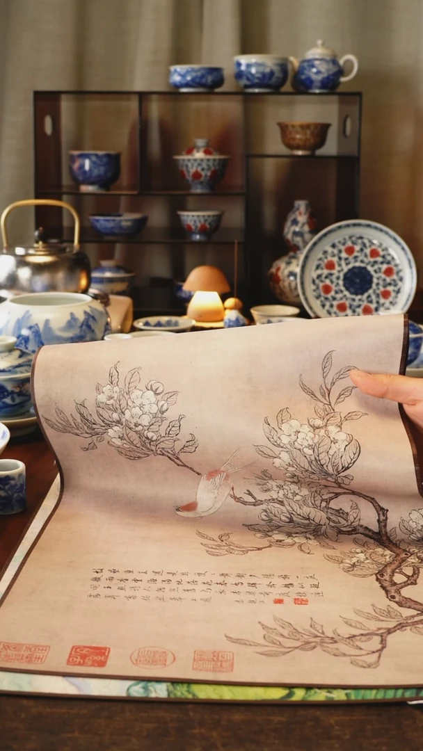转****。景德镇 手工手绘花鸟