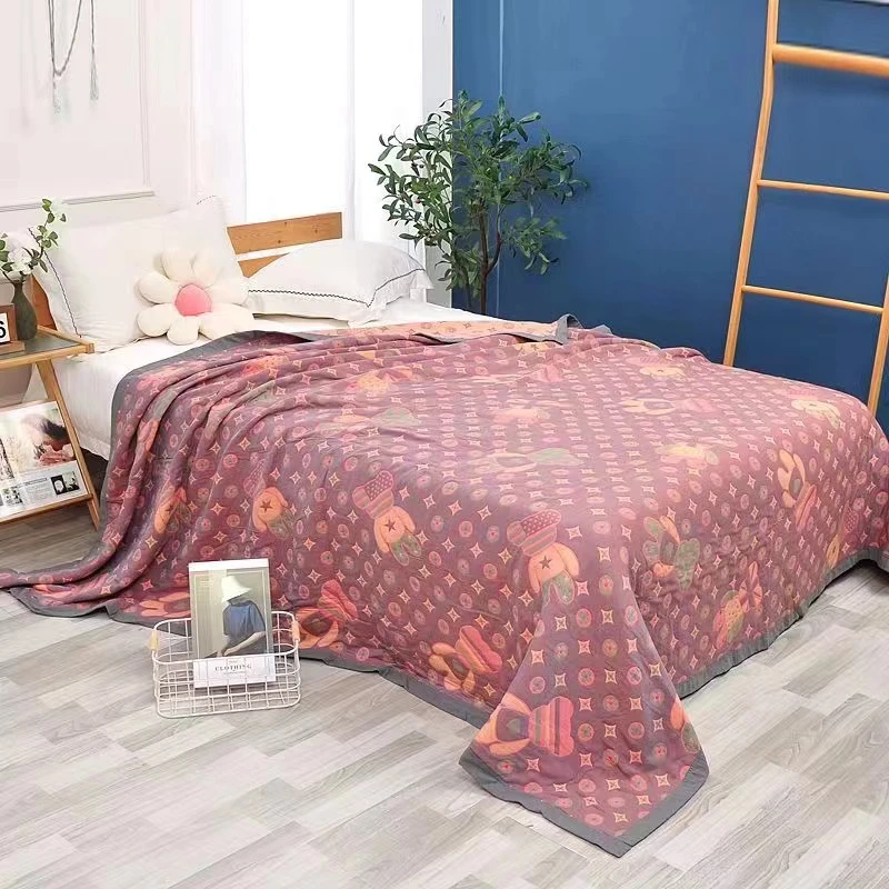 【京かわ会社】精梳棉纱布床盖220*240cm 宝莉熊 粉色