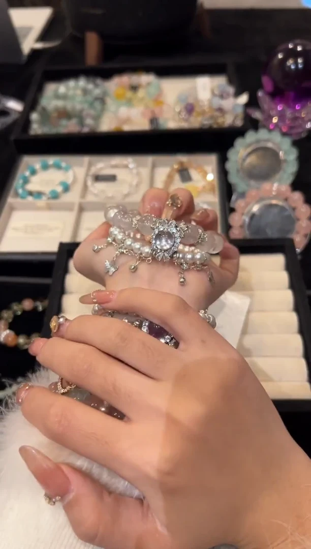 未镶嵌手串水晶粉晶伪双圈手串