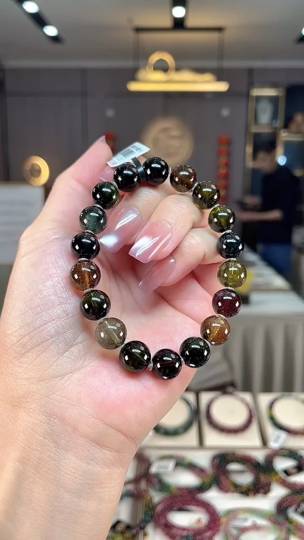 未镶嵌收藏级老矿碧玺单圈手串10mm+碧玺hon多样性发货一条