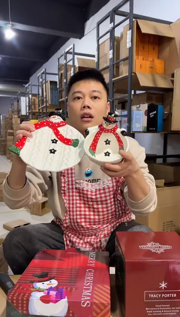 【闪购商品】杯原盒雪人碗加特雷西原盒雪人盘子2件套