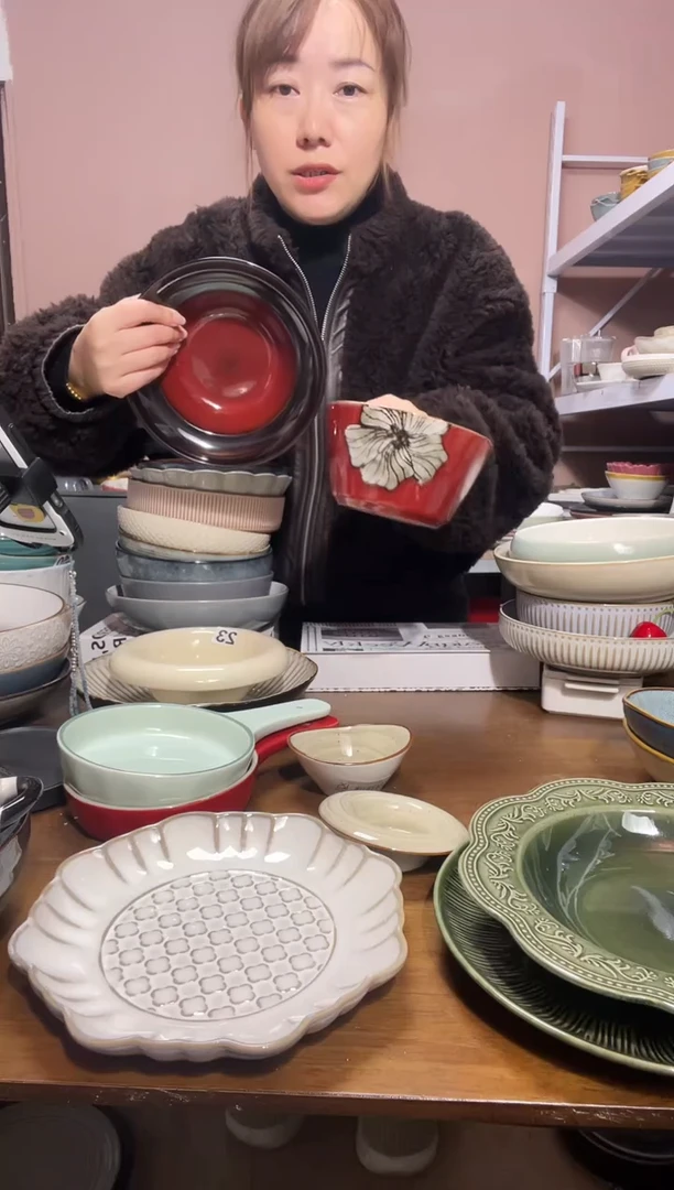 陶瓷微瑕（2个装）红草帽+红碗