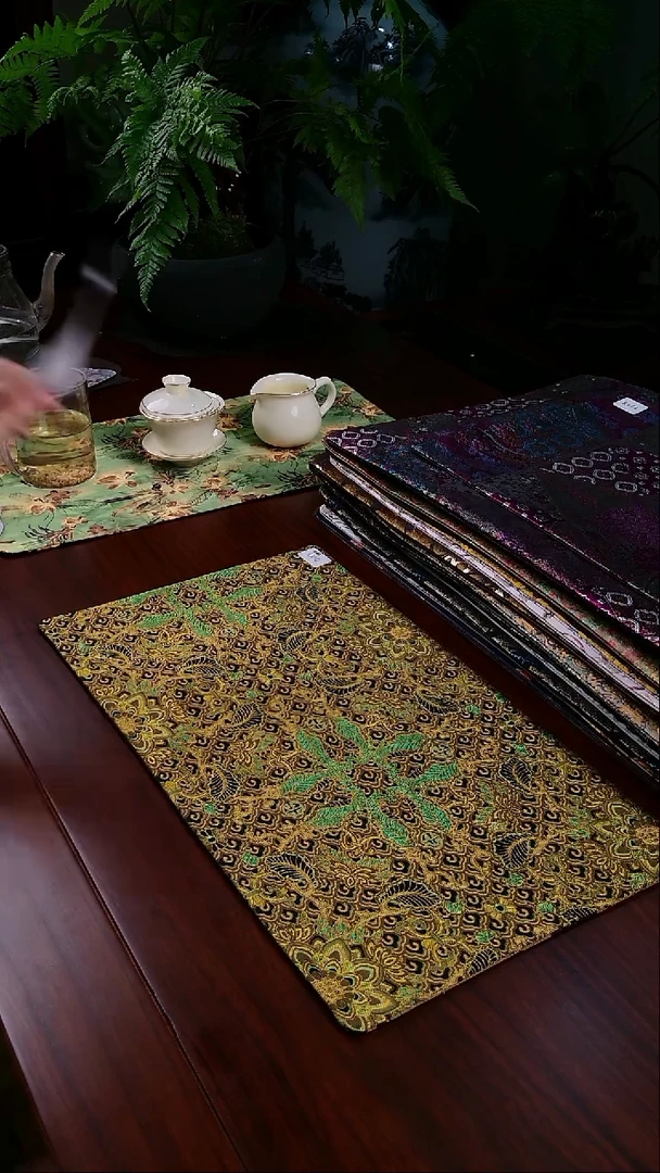 【彩麟宝相花双面】中国风干泡织锦茶席26*50