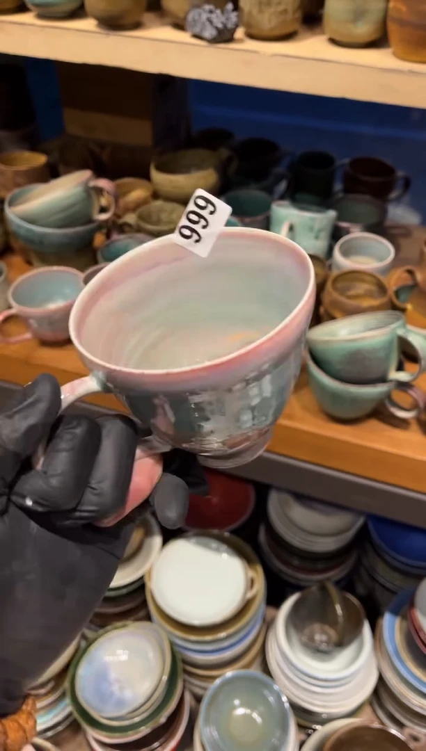 【闪购商品】瓷片668 霞光蓝粉咖啡杯1个
