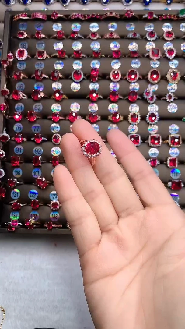 【闪购商品】红宝石戒指银S925镶嵌玫瑰金8.10