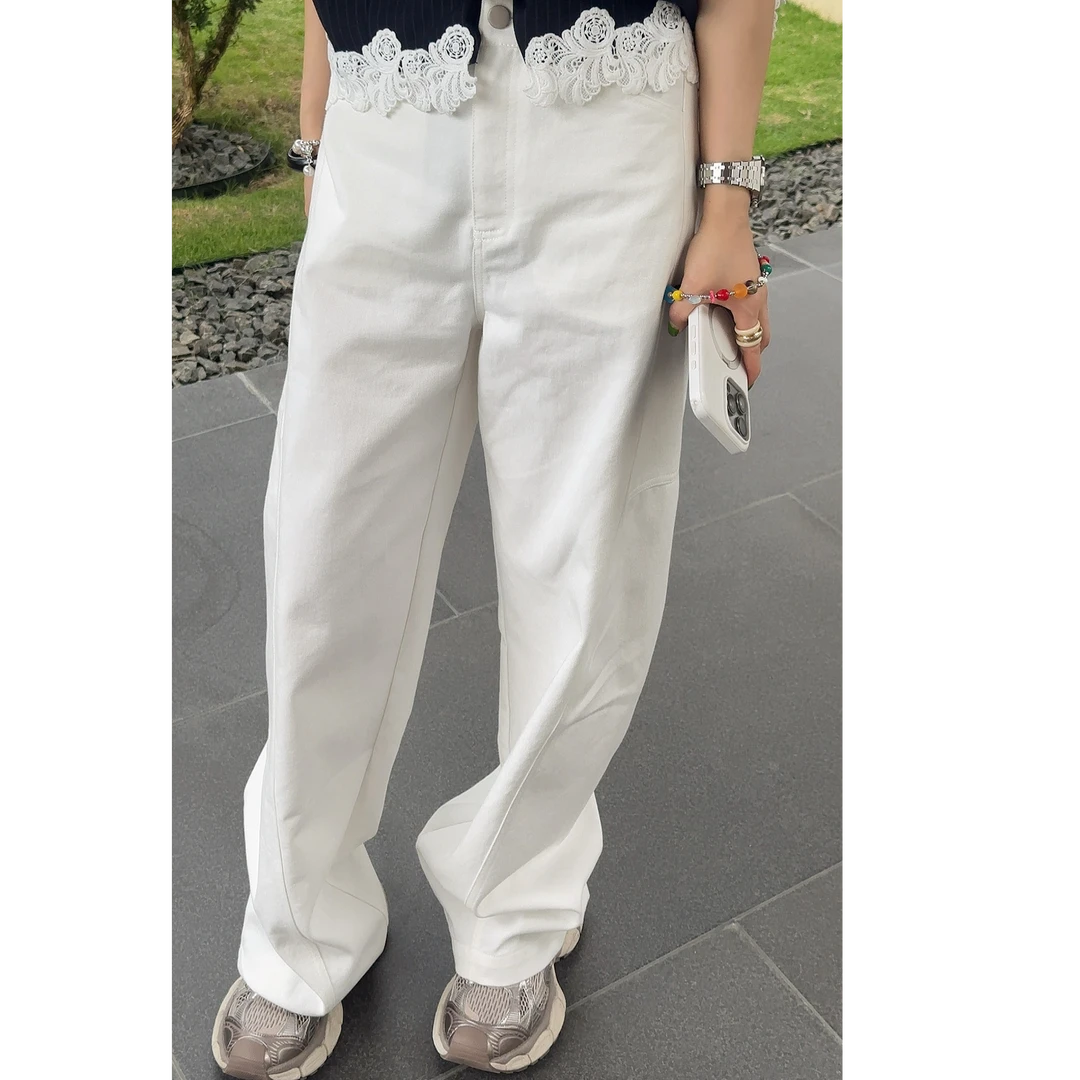 LYXZ x 大小与【旧事】春季新款时尚百搭前筋弯刀休闲直筒裤77018