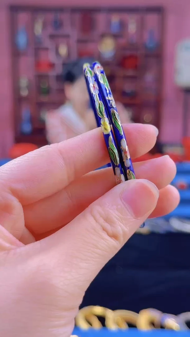 非遗技艺 景泰蓝叮当镯宝蓝